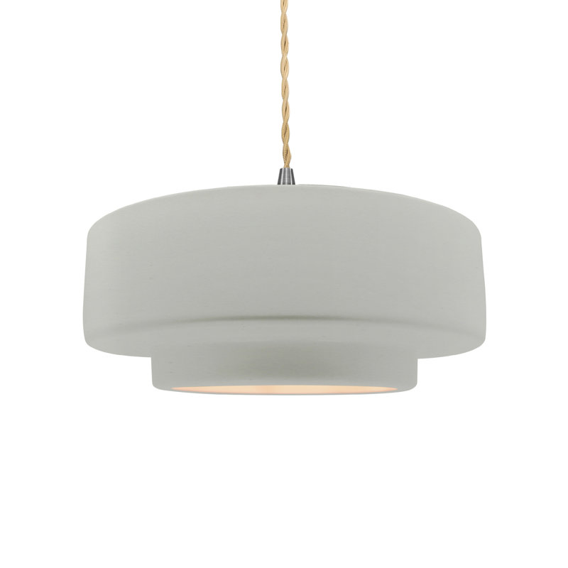 Luminaire suspendu à 1 lumière Meydan, H 5,25 po x l 14,5 po x P 14,5 po, Blanc mat, Nickel brossé