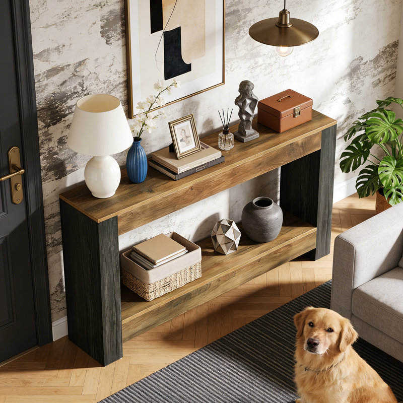 63" Console Table, Farmhouse Wood Sofa Table Behind Couch