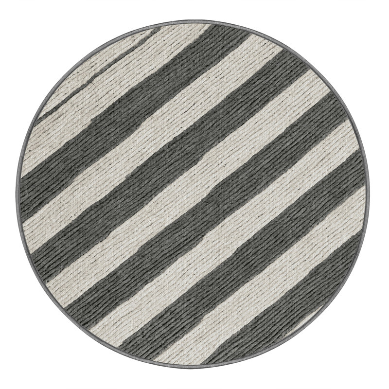  Tapis lavable rayé gris acier et blanc, Tapis de couloir 2 pi x 4 pi