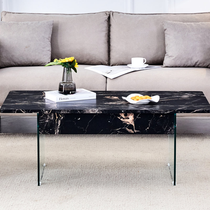 Table basse ergonomique à plateau relevable en marbre noir avec fonction utilisateur moderne - motif, fabrication, espace généreux