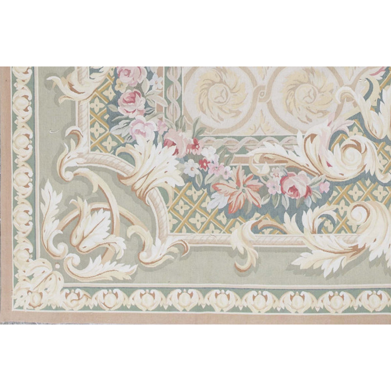 Tapis multicolore et vert noué à la main de haute qualité