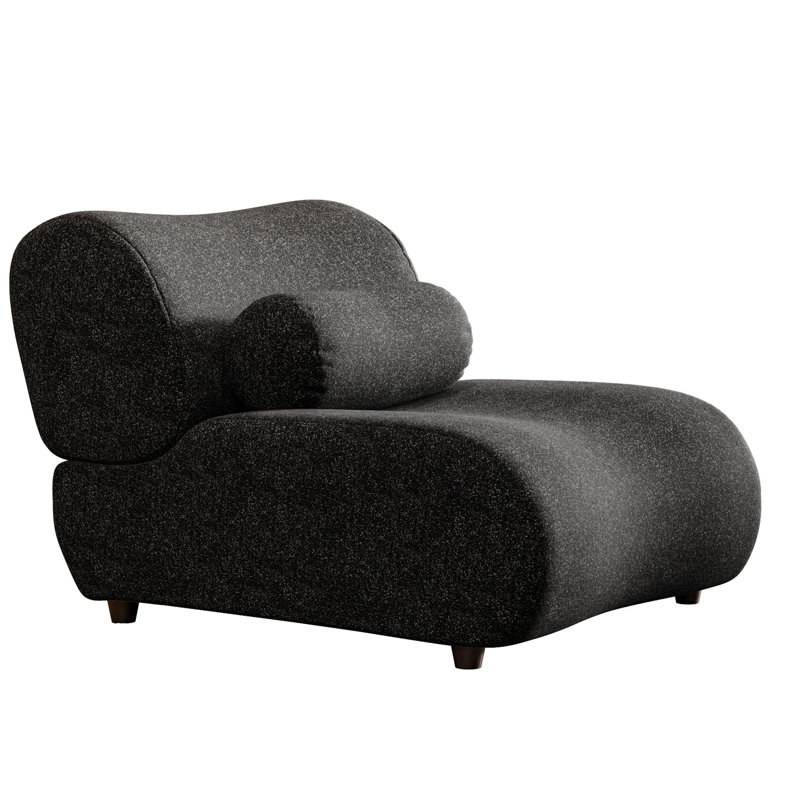 Modulaire noir avec siège incurvé et revêtement doux - Confort de salon Pieds cachés en chenille avec siège confortable incliné à 70 degrés