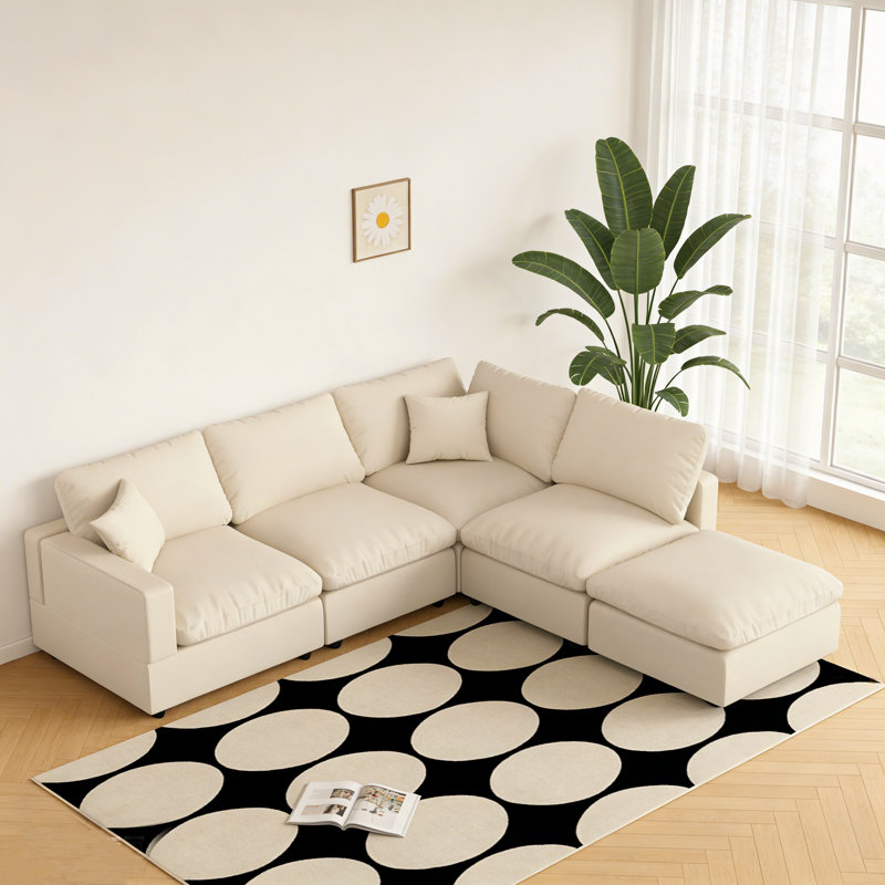 Canapé modulaire 5 places Comfy, Polyester kaki