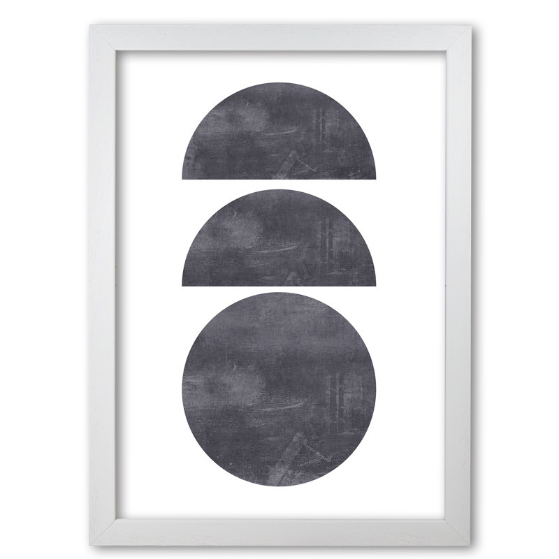 Abstract Scratched Texture Circles - Print, 30 cm H x 21 cm W x 5 cm D, White Grain Frame