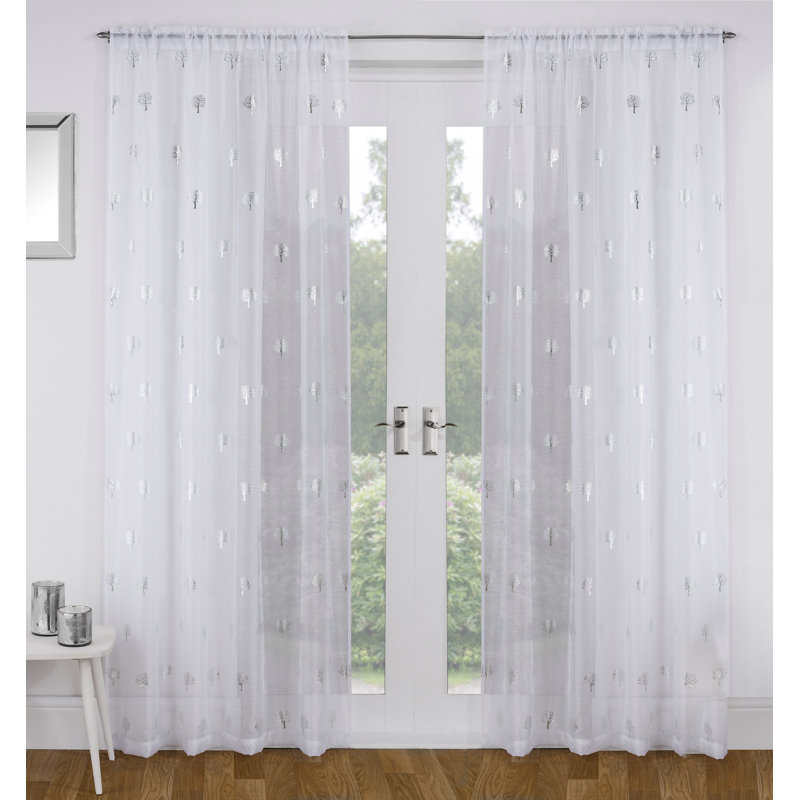 Roemer Sheer Curtain Pair, White, 140cm Width x 122cm Drop