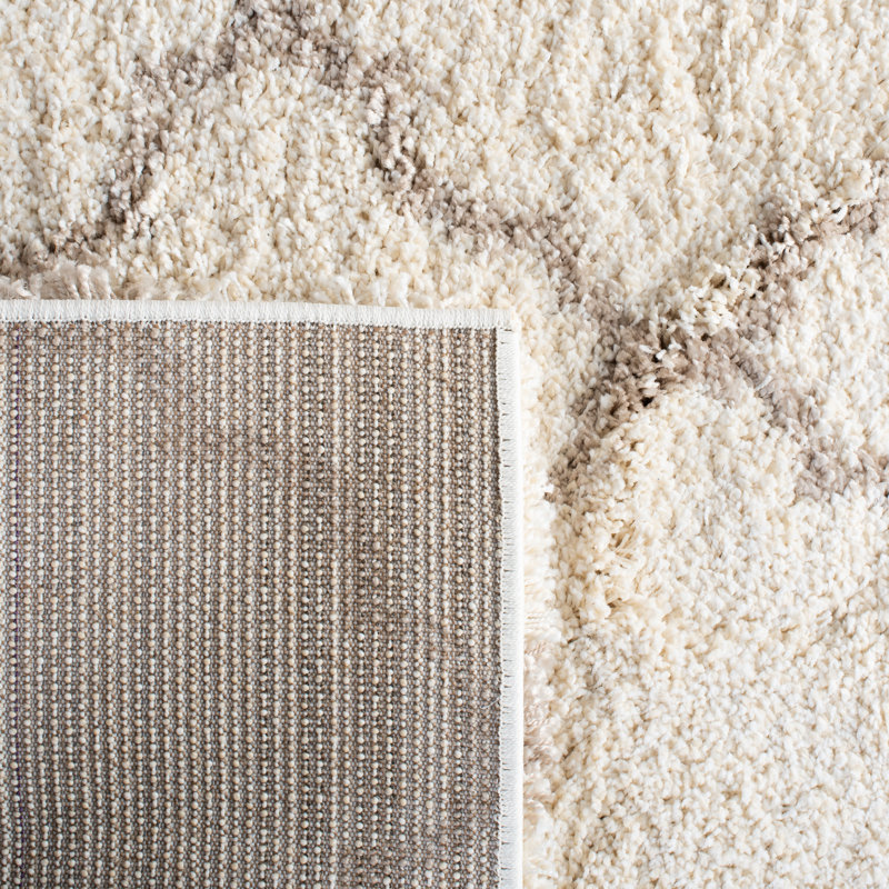 Tapis à motif géométrique Bonaire, Tapis de couloir 2 pi 3 po x 8 pi, Ivoire / gris clair