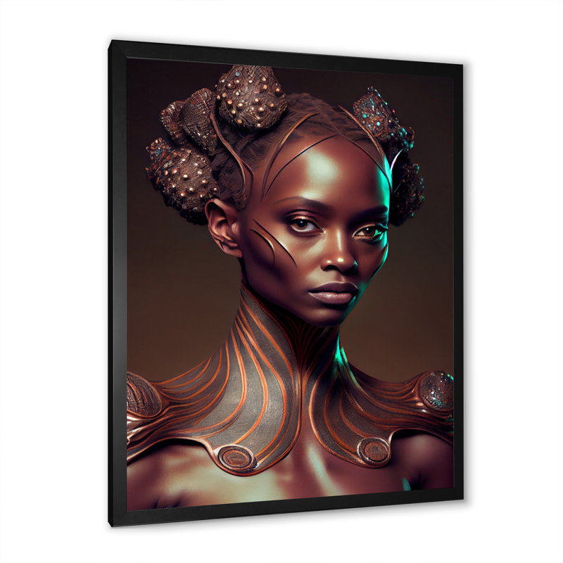 " Tribal African Woman III ", Black Picture Framed, 20" H x 12" W x 1" D
