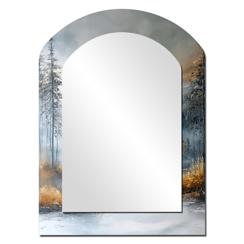 Parallel Peaks Of Abstract Mountain Landscape II - Miroir mural brun moderne, 34 po x 25 po
