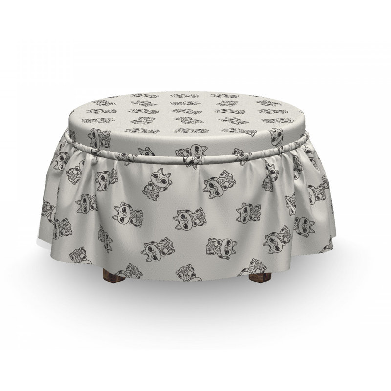 Housse pour repose-pieds chat art monochrome