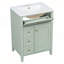 Meuble-lavabo vert 24 po avec lavabo, 3 tiroirs et armoire, conception moderne pour petites et moyennes salles de bain-1064864443