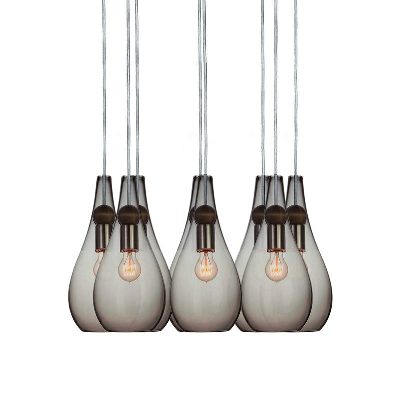 Earth 8 - Light Chandelier, Ship Rod, Smoke Glass, 120" H x 16" W x 16" D