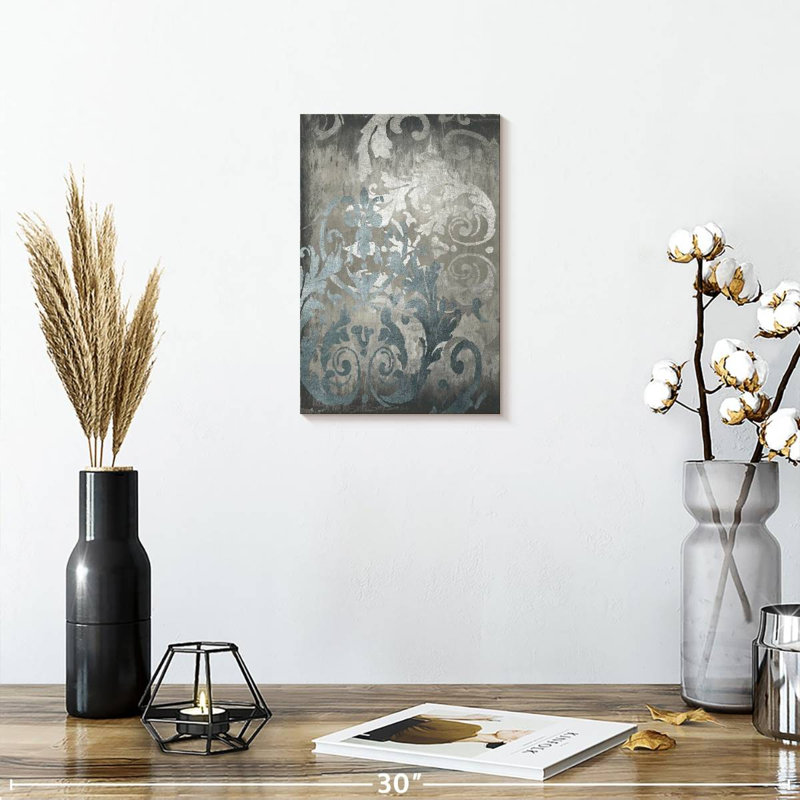 Avery Damask In Silver II, 12" H x 8" W