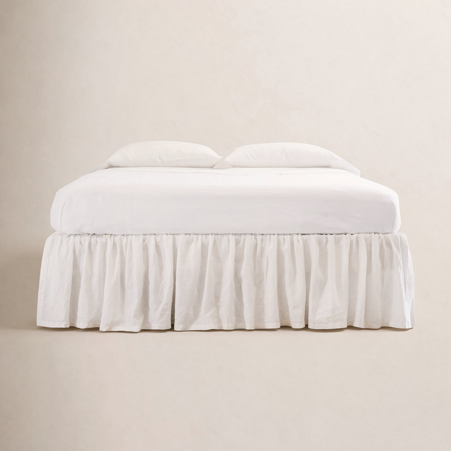 Linen Ruffled Bed Skirt, Cream, California King