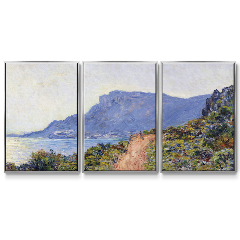 Monet, reproduction sur toile 3 pièces, H 24 po x l 48 po x P 2 po, Argent