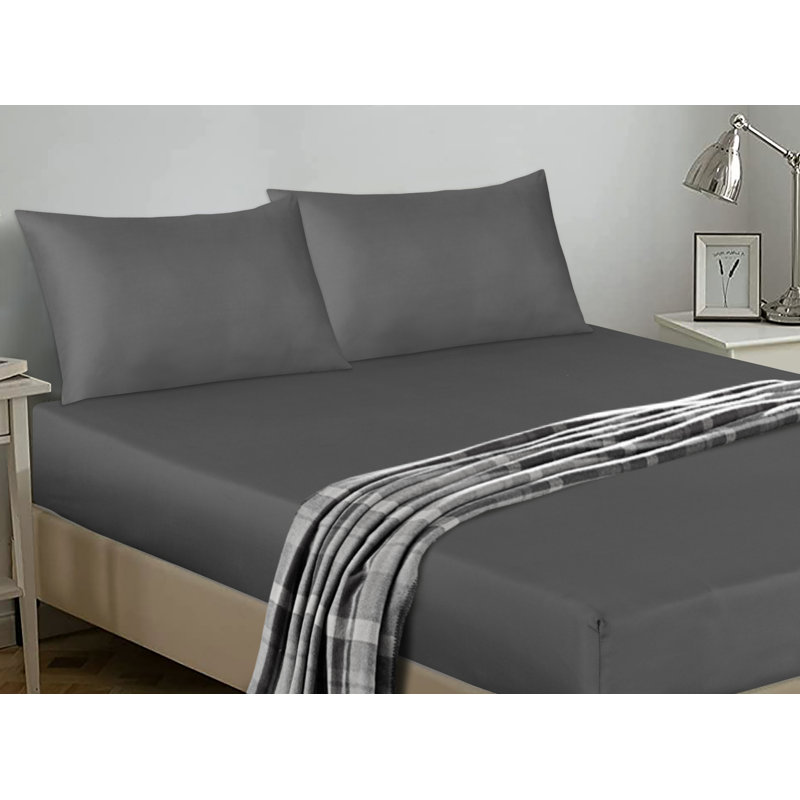 Egyptian-Quality Cotton sheet Flat, Charcoal, Single (3')