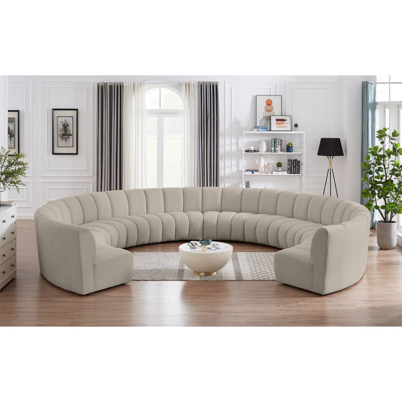 Canapé modulaire de coin Infinity de 183 po de largeur Infinity, Tissu brun bouclé