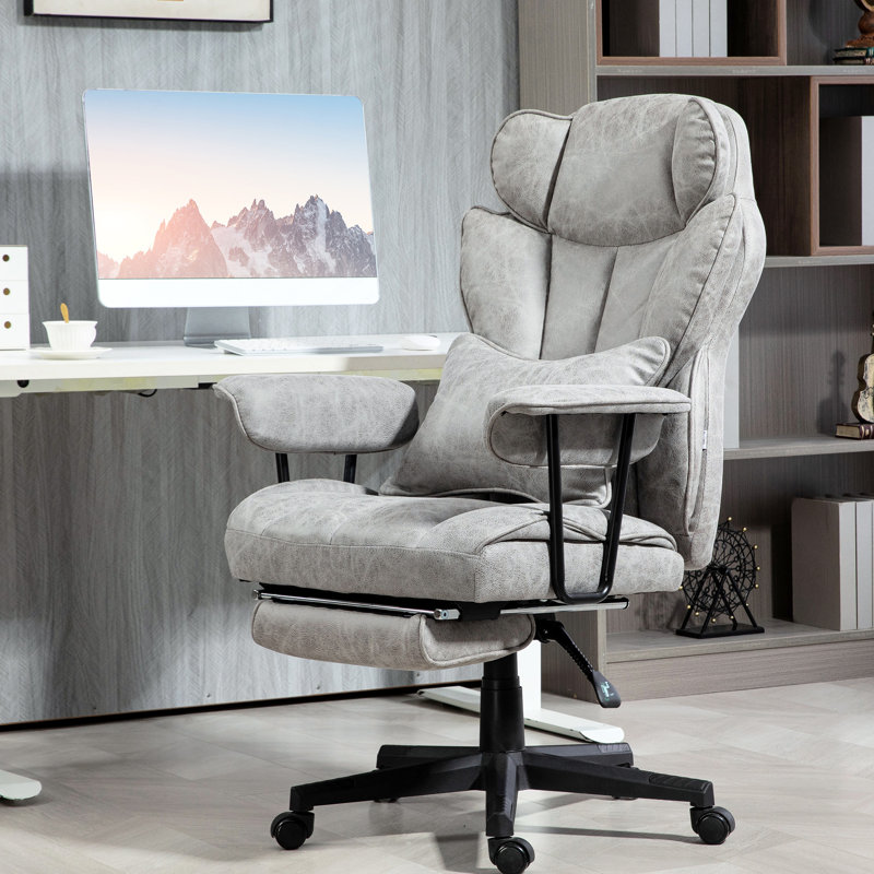 Fauteuil de bureau de 45,3 po à 48,4 po de hauteur, gris, avec 6 points de vibration, soutien lombaire, siège large pour utilisation prolongée et chauffage à 3 niveaux, coussin amovible, capacité de 400 lb