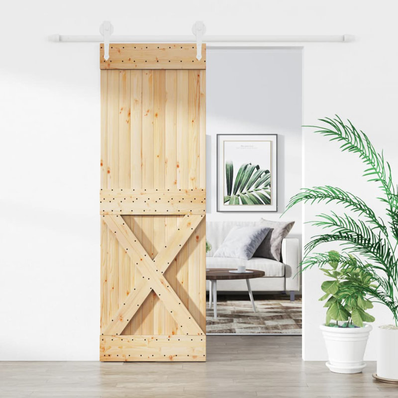 Porte coulissante avec quincaillerie Vidaxl, 27,6 po x 82,7 po, Blanc/naturel