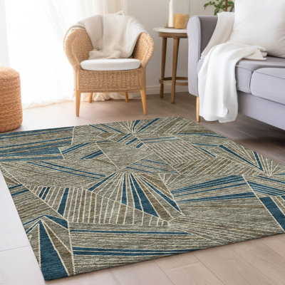 Tapis taupe Prisco lavable à la machine de qualité supérieure