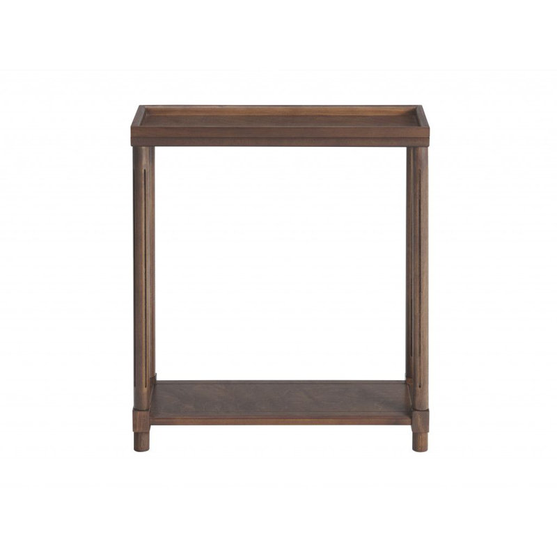 Set Of Two 24" Oak Brown Wood Rectangular End Tables With Shelf, Brown