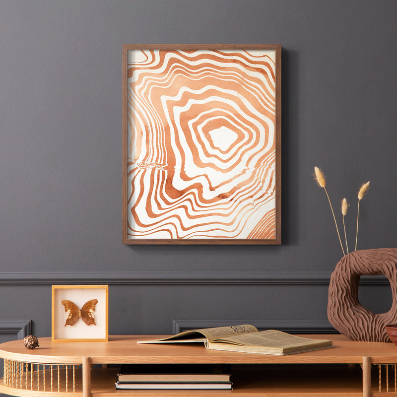 Wood Grain Suminagashi I Framed Print - Solid Wood, Brown, 14" H x 11" W