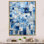 Carreaux botaniques bleus et blancs I - art mural abstrait