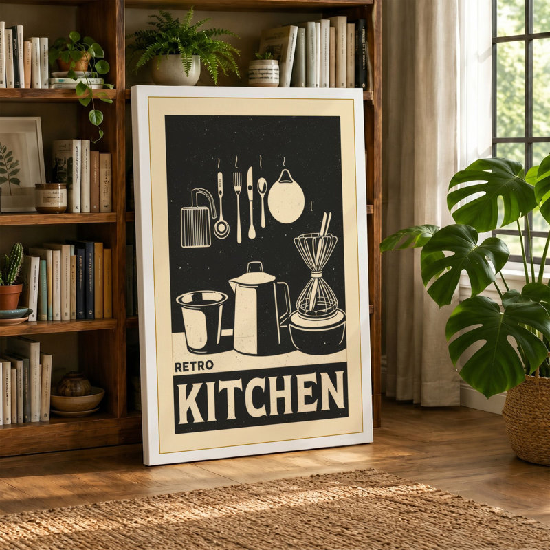 Retro Kitchen Still Life Vintage - Wrapped Canvas, 24x16 - 61.0 x 40.6 cm, Sage Border