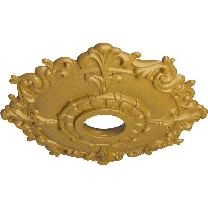 Endurathane Carlsbad Ceiling Medallion, 19 1/2"OD x 1 3/4"P, Hand-Painted Stone Hearth Finish, Iridescent Gold