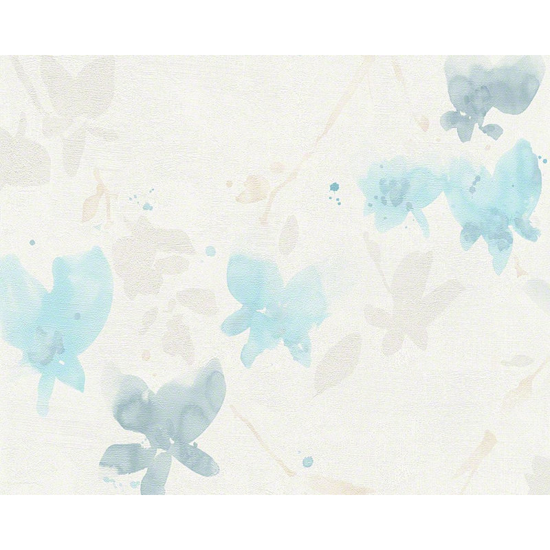Floral Roll, Cream/Blue