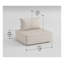 Fauteuil d'appoint capitonné beige avec coussin traversin, siège modulaire sans accoudoirs moderne, structure en bois massif