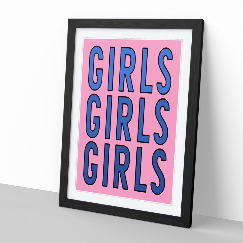 Girls - Picture Frame Typography, 36cm H x 27cm W x 2cm D, Black Framed