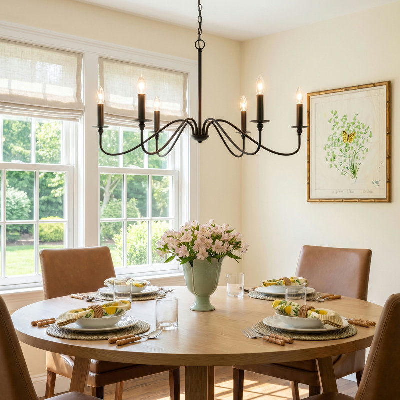 Ableton Iron 6-Light Chandelier, Matte Black, 18" H x 30" W x 30" D