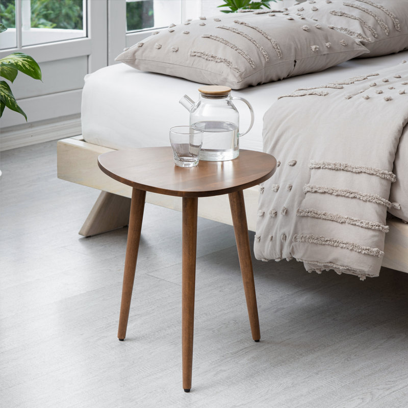 Baird Solid Wood 3-Leg End Table, Walnut, 20" H x 18" W x 18" D