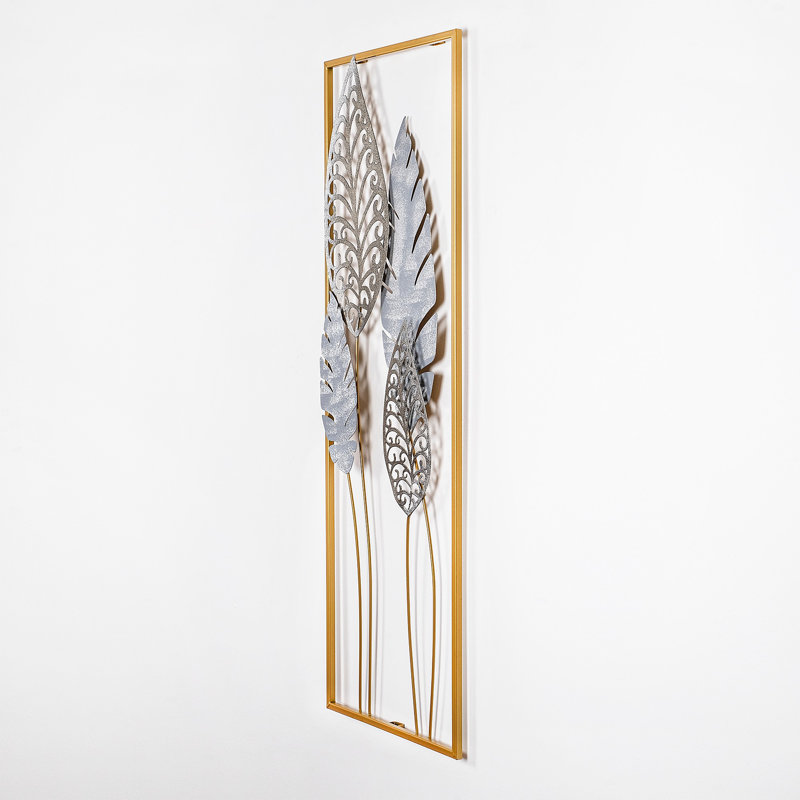 Hand-Painted Decorative Metal Wall Accessory, 12.6 x 35.4 x 2.0 inches | 100% Durable Metal Construction, Lightweight at 2.4 lbs | Unique Color Variations for Personalized Home Decor, Ideal for Living Room or Bedroom