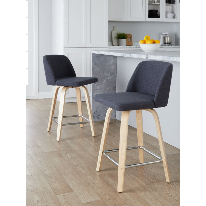 Toriano Swivel Upholstered Counter Stool, Blue