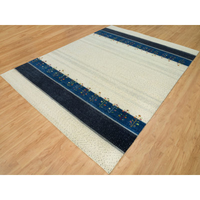 8'11" x 12'1" New Hand Knotted Ivory Wool Rectangle Oriental Rug - MOA10290385