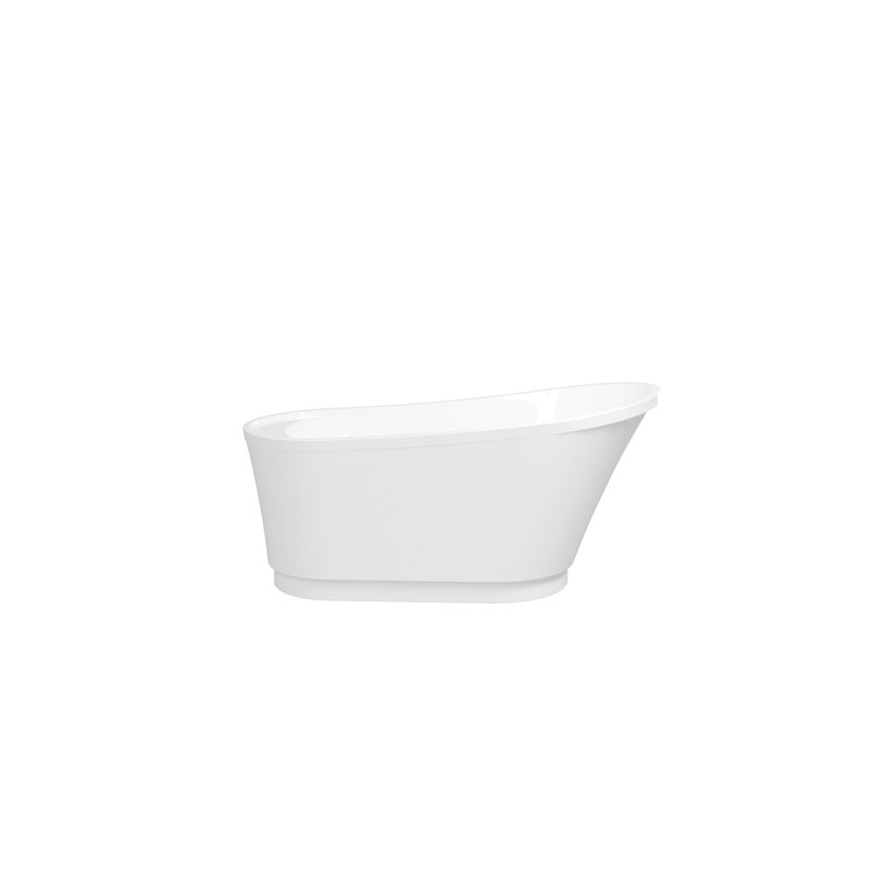 Baignoire autoportante en acrylique, baignoire autoportante blanche moderne, drain en nickel brossé et trop-plein au design linéaire minimaliste inclus