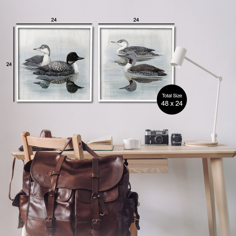  «Four Loons in Lake 2», ensemble d'art giclée par Susan Jill, H 24 po x l 24 po