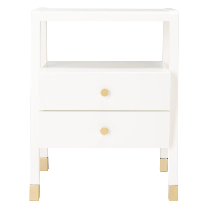 Luseane 2 - Drawer End Table, White/Gold