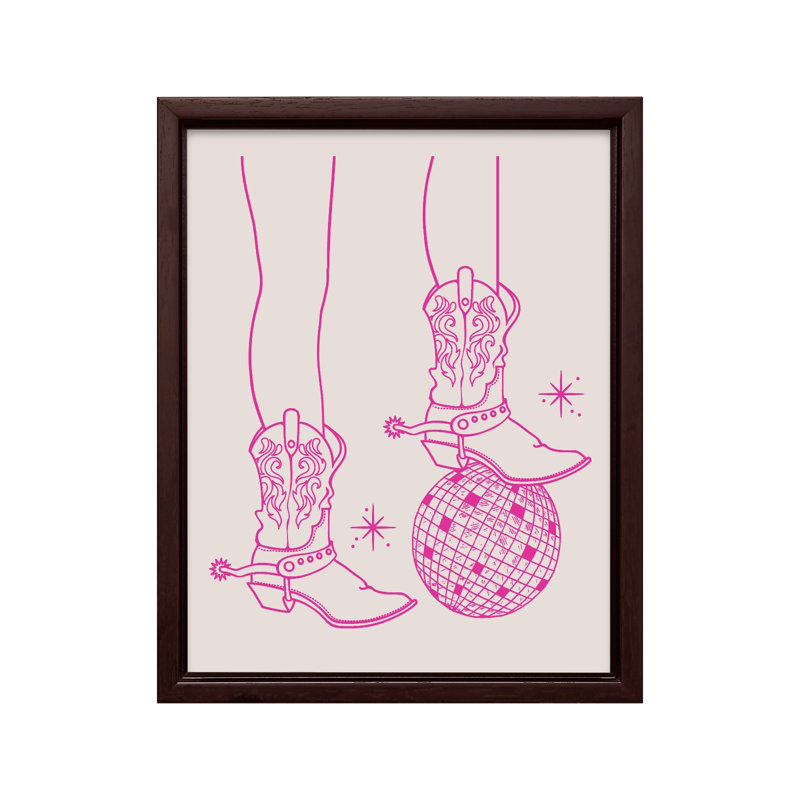 Cowgirl Boots No1, Canvas, 11"H x 14"W, Brown Framed
