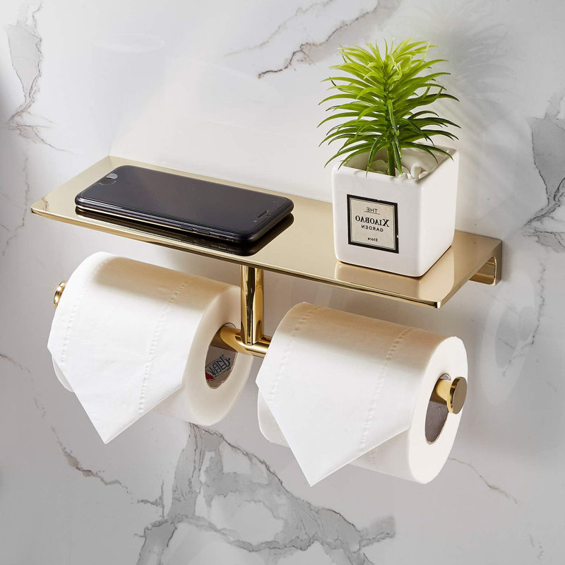 Porte-papier hygiénique double rouleau avec tablette, fabrication, distributeur de papier hygiénique de style hôtel, antirouille et durable