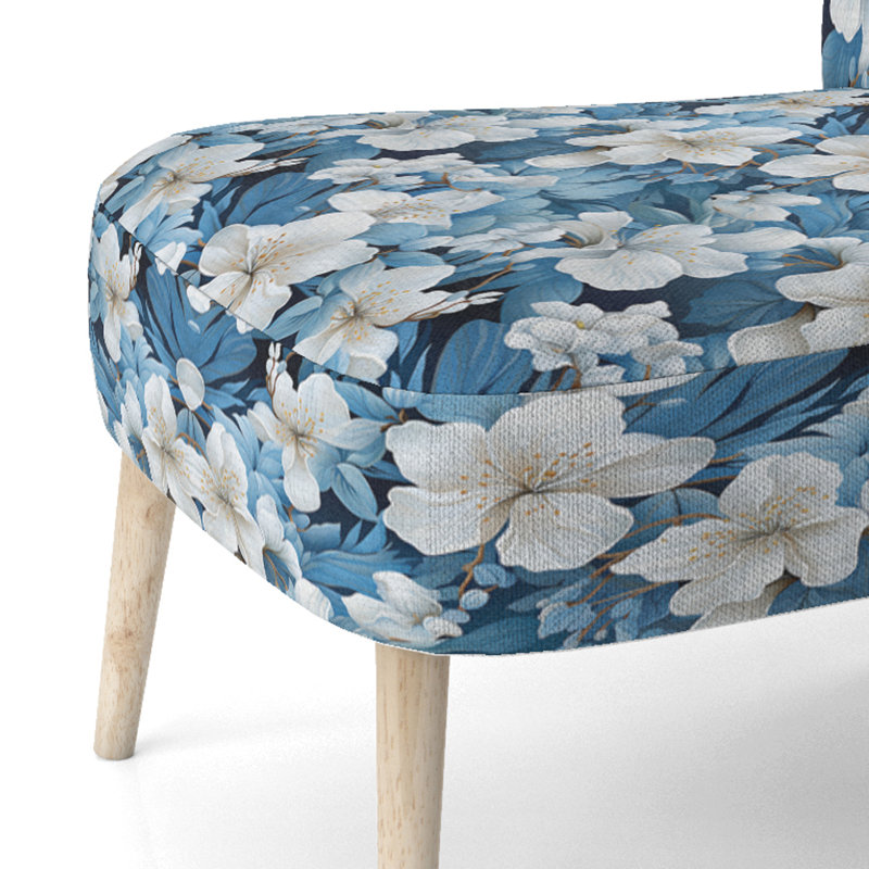 Chaise d'appoint rembourrée A, Mirage à motif tropical azur
