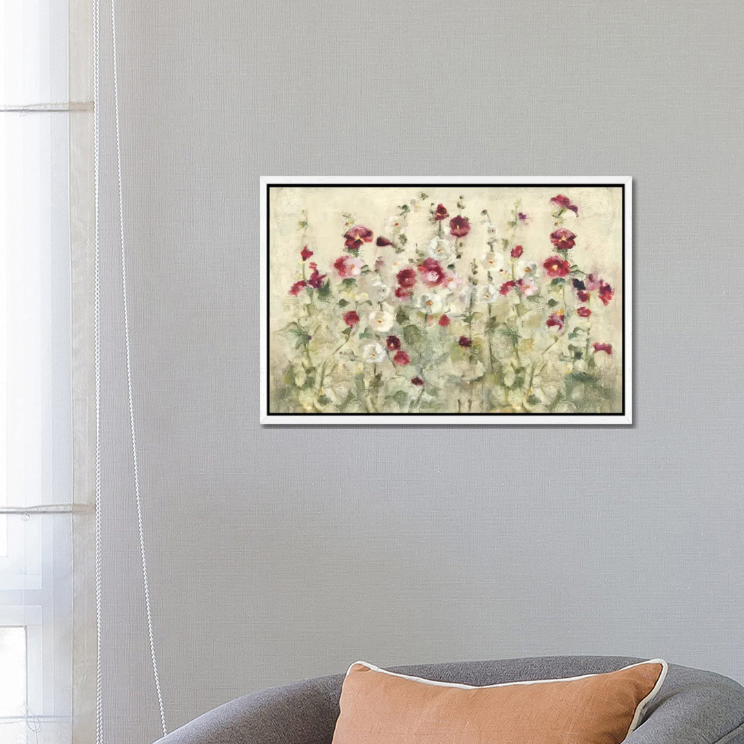 Leinwandbild Hollyhocks Row Cool von Cheri Blum