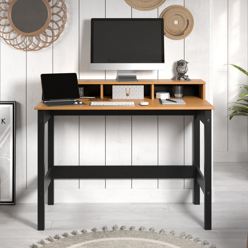 BUREAU EN BOIS SOLIDE NOIR ET MIEL NATUREL - COLLECTION SCANDik