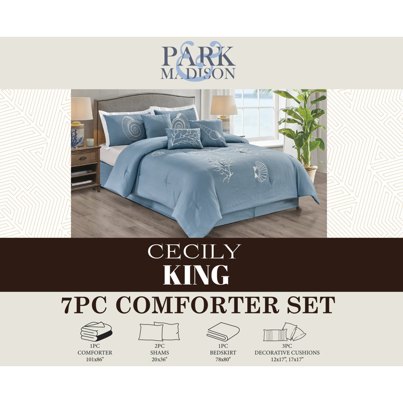 Cecily Coastal Abstract Comforter, King Comforter + 6 Additional Pieces