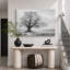 Chêne noir et blanc, art de paysage, photos de bureau, impression sur toile encadrée-132863385-132863389