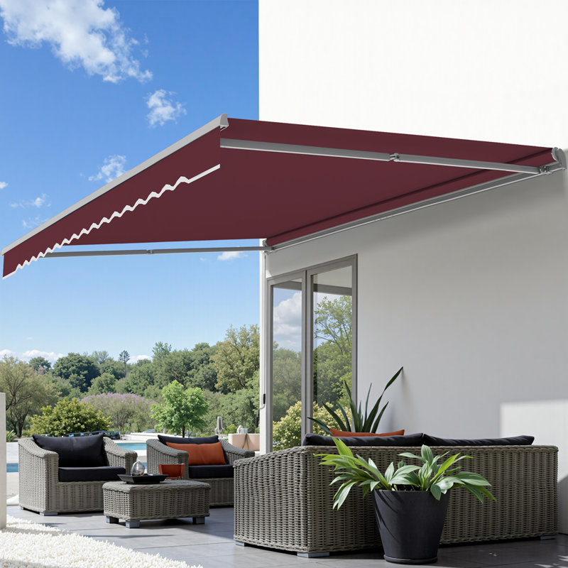 Auvent de patio pour auvent pour auvent rétractable manuel, L 137,8 po x P 98,4 po, Rouge