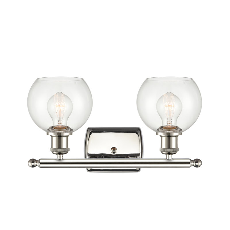 Éclairage pour meuble-lavabo en laiton antique à 2 lumières Almatine, Transparent, Nickel poli, Incandescente