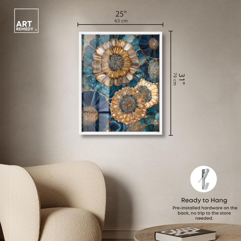 Décoration murale Geode Opulent I "Shadowbox Print" par Art Remedy, H 31 po x l 25 po, Blanc