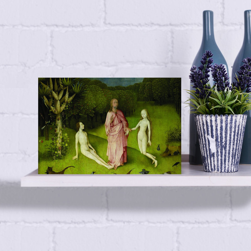 Left Panel Couple Detail From The Garden Of Earthly Delights Classic Surreal Abstract Landscape Nature Wall Art Print by Hieronymus Bosch - Wrapped Canvas Print